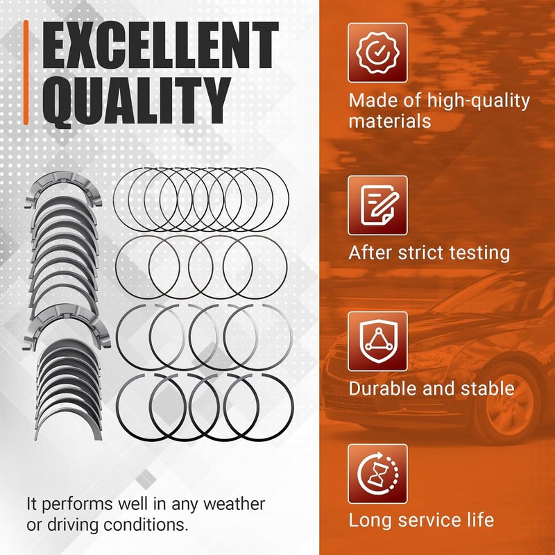 wfsulee Piston Rings Main Rod Bearings Kit fits for Chevy Cruze Buick Encore 1.4L L4 2011 2012 2013 2014 2015 Compatible with 90542531 - Image 4